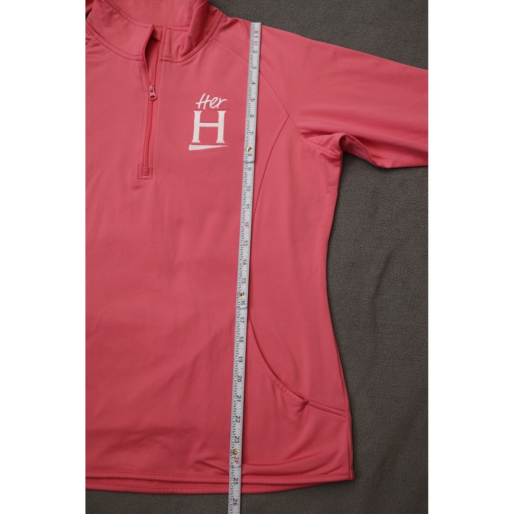 SPORTTEK Quarter Zip Pullover Jacket Women Large Pink Thumb Hole Activewear Top - Picture 5 of 13